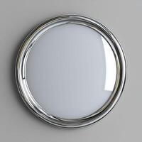 Circular mirror with sleek chrome frame, ideal for modern decor photo