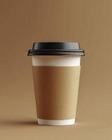 Simple paper cup with lid, perfect for hot beverages and takeout photo