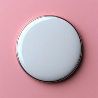 Blank circular badge mockup on pink background, perfect for design photo