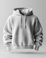 Minimalist white hoodie mockup with blank space for design photo