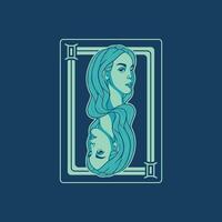 Gemini Zodiac Playing Card Style Illustration vector
