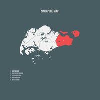 Singapore Map with 5 Regions - East Region vector