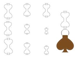 Spades shape keychain key FOB dieline Template vector