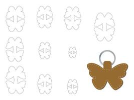 A butterfly shape keychain key dieline template vector