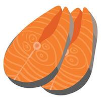 A Two salmon steaks on a white background vector