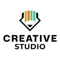 creative studio pencils flat minimalist logo design vector