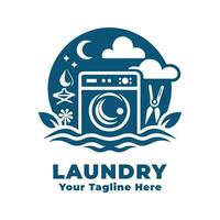 Simple Laundry Logo Illustration With Flat Background vector