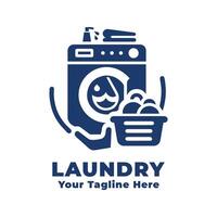 Logo Simple Laundry Design With Flat Background vector