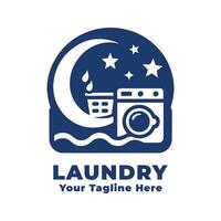 Simple Logo Laundry Design With Flat Background vector