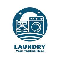 Laundry Simple Logo Design With Blue Concept vector