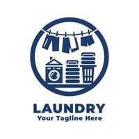 Logo Simple Laundry Design With Blue Concept vector