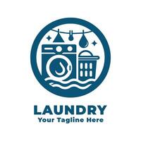 Logo Laundry Simple Design With Blue Concept vector