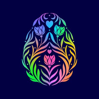 Floral Easter Egg with gradient colors