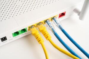 Ethernet cable with wireless router connect to internet photo