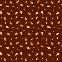White Sesame seeds pattern on brown background. Bakery ingredient sesame. abstract print vector