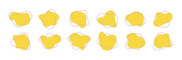Yellow organic amoeba blobs. Irregular round shapes collection. Doodle forms pack vector