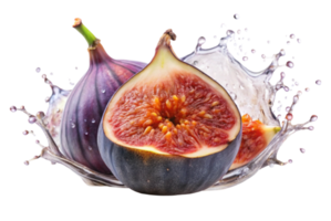 Fig in juice splash isolated on a white backgrou p png