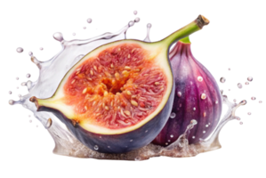 Fig in juice splash isolated on a white backgrou png