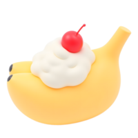 Adorable 3D Banana Split with Whipped Cream and Cherry png