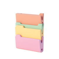 Pastel Colored File Folders Stack 3D Render png