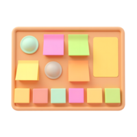 Colorful Sticky Notes and Memo Board 3D Render png