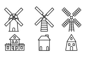 Windmill icons set vector