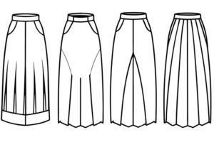 Four different skirts with pleats vector