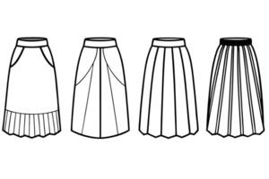 Four different skirts in different colors vector
