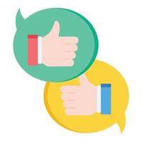 Two thumbs up icons with speech bubbles vector