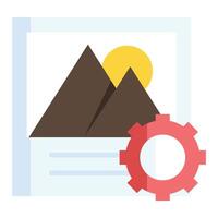 A gear and a mountain in front of a white background vector