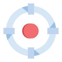 A red circle with arrows pointing to it vector