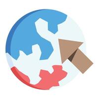 A globe with a red and blue arrow pointing to it vector