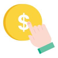 Hand pointing at dollar sign vector
