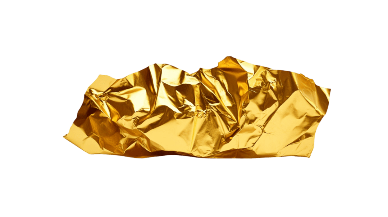 A crumpled sheet of shiny golden foil 56106291 PNG