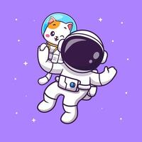 Cute Astronaut With Cat Floating In Space Cartoon vector