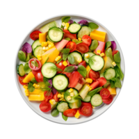 top view a plate of vegetables and fruit salad png