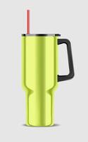 Tumbler bottle realistic mockup green color on gray background for decoration vector