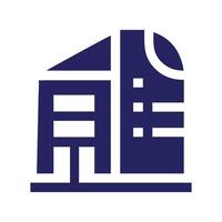 a blue building icon on a white background vector