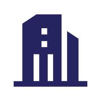 a blue building icon with white background vector