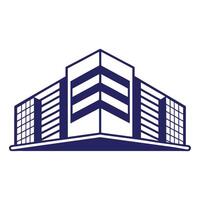 a building with a blue and white logo vector