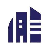 a blue building logo design vector