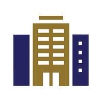 building with blue and gold colors for real estate company vector