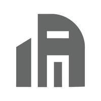 a gray building with a letter f on it vector