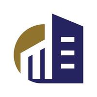 building with gold and blue colors vector
