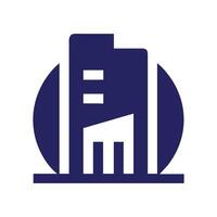 a blue building icon design, background is white vector