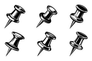 Push Pin Icon Set with Clean Outline Design vector