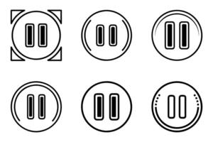 Pause Icon Set with Minimal Outline Design vector