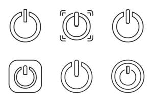 Minimal Power Button Silhouette Icon Set vector