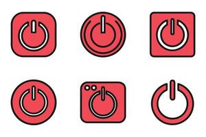 Power Button Silhouette and Outline Icons vector