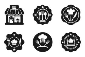 Minimalistic Restaurant Outline Icon Bundle vector